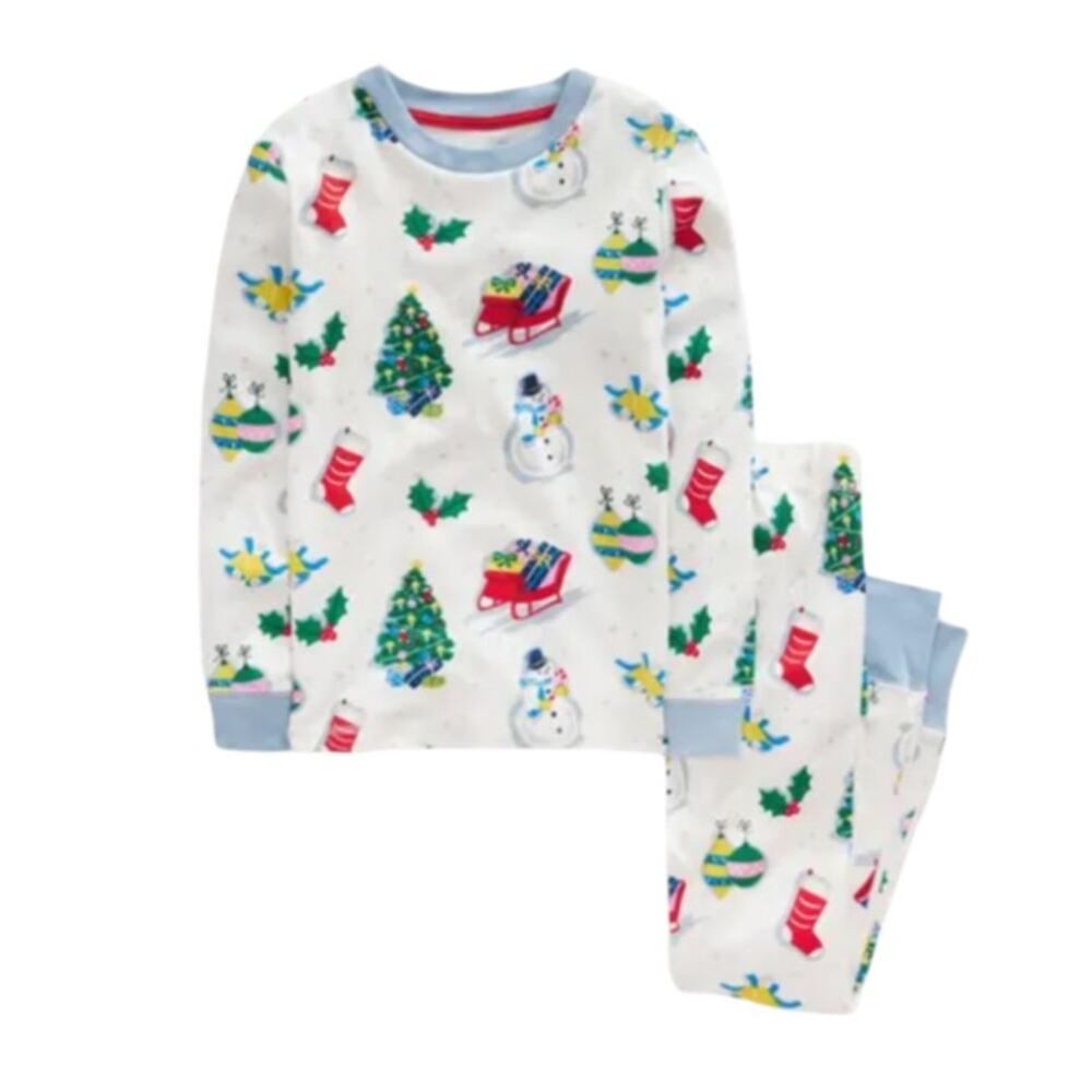 Mini Boden Kids' Festive Fun Fitted Two-Piece Cotton Pajamas 4T